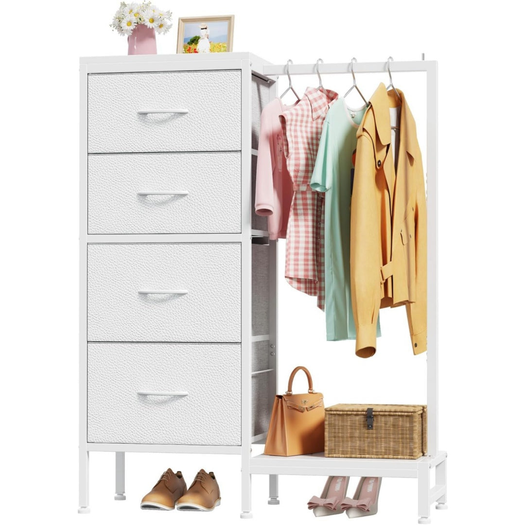 Rangement, Armoire a tiroirs gris clair en metal 4 tiroirs