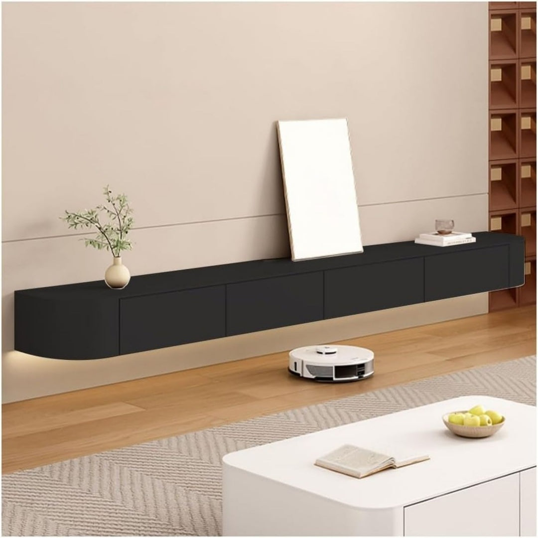 Meuble TV en bois massif marron, une porte, etageres modulables