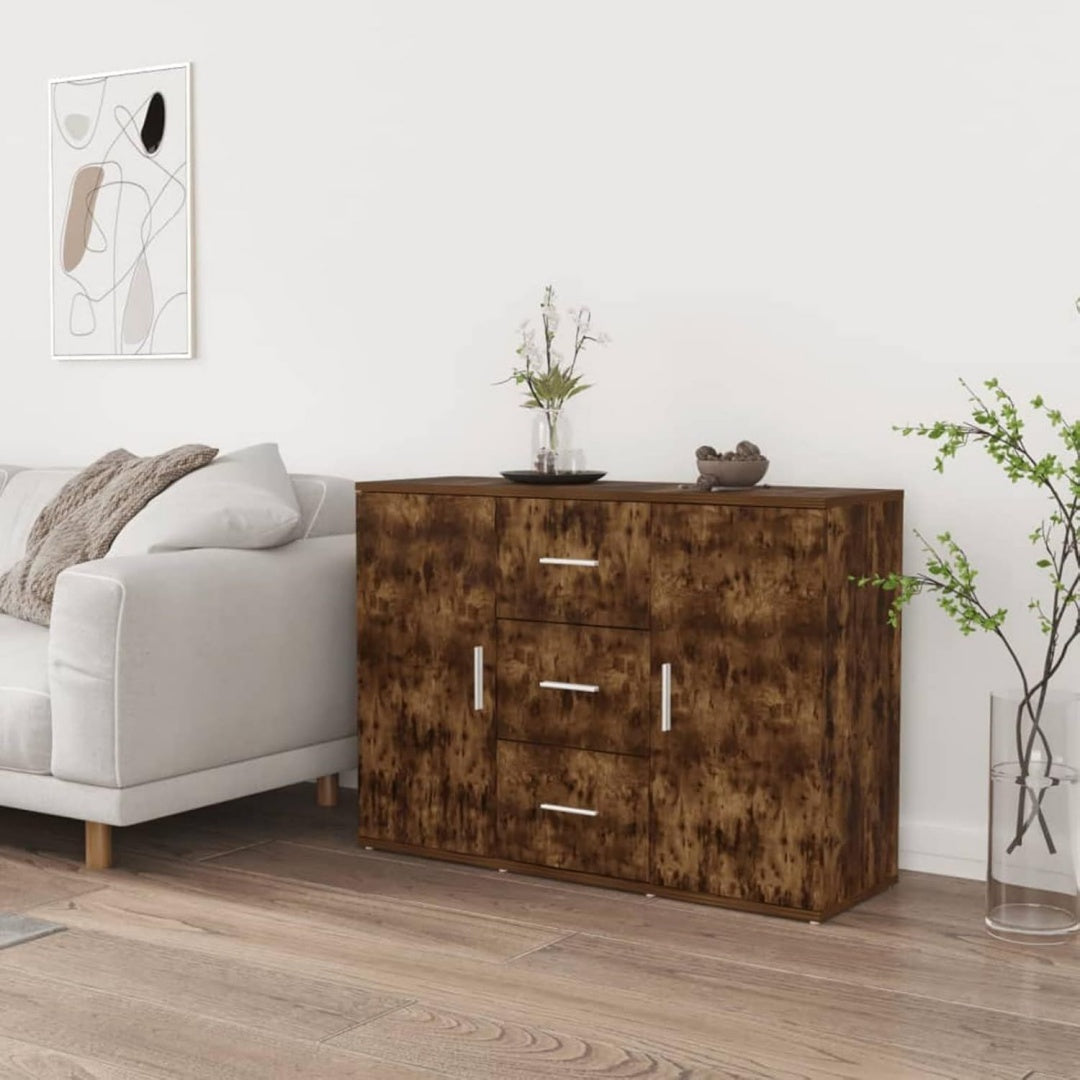 Buffet gris clair moderne 2 portes et 3 tiroirs