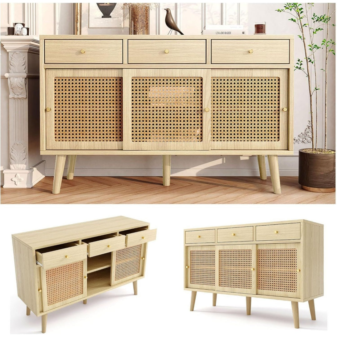 Buffet marron en bois massif et metal de qualite