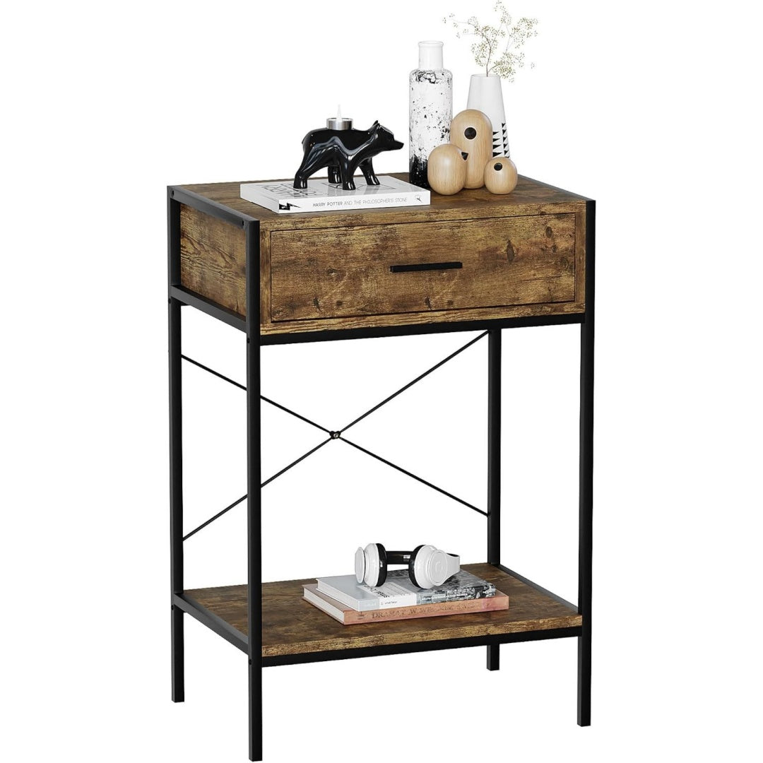 34 x 50 x 74 cm table console marron structure metallique
