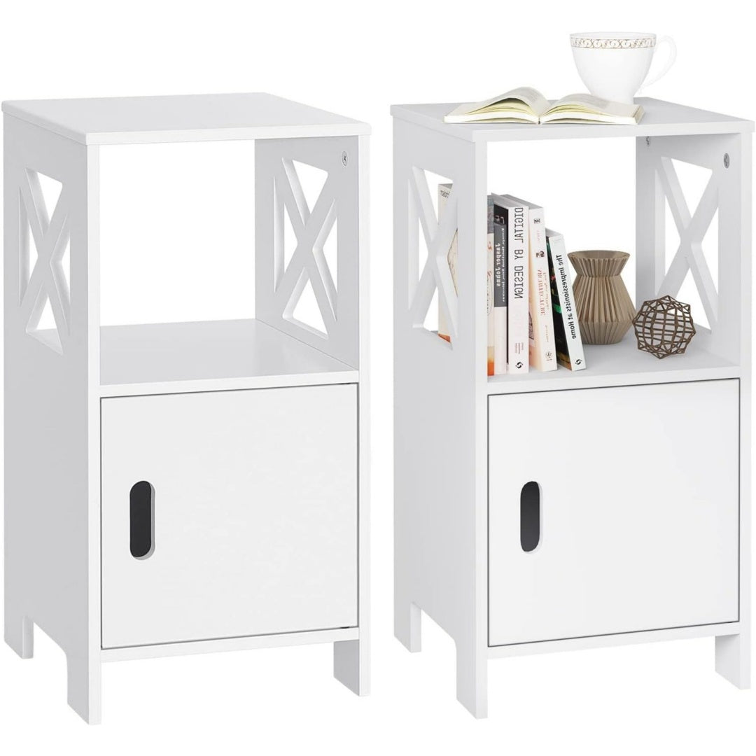 Meuble rustique table de nuit gris clair en bois