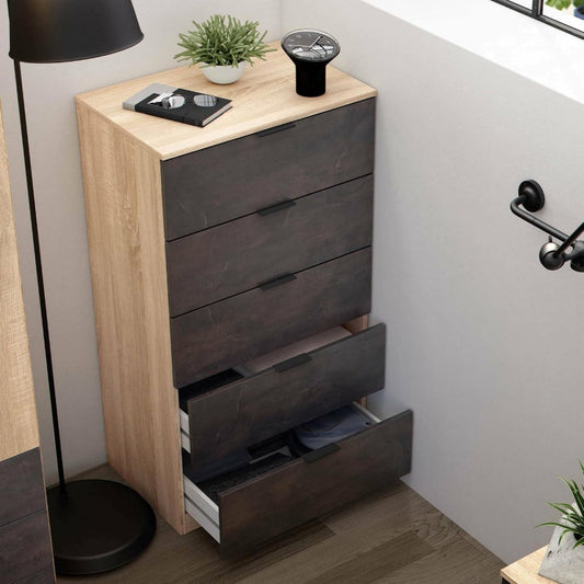 Coffre a tiroirs rangement gris fonce moderne