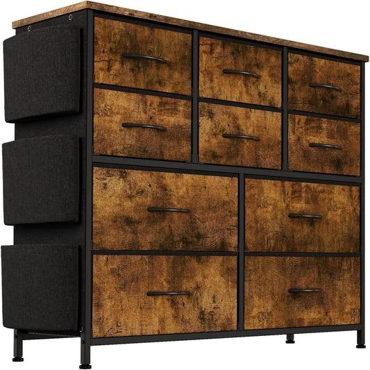 Chiffonnier marron finition metal 30 x 99 x 110 cm