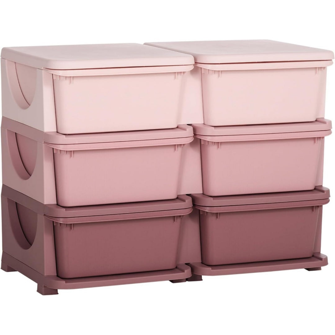 Meuble de rangement pour chambre rose 6 tiroirs
