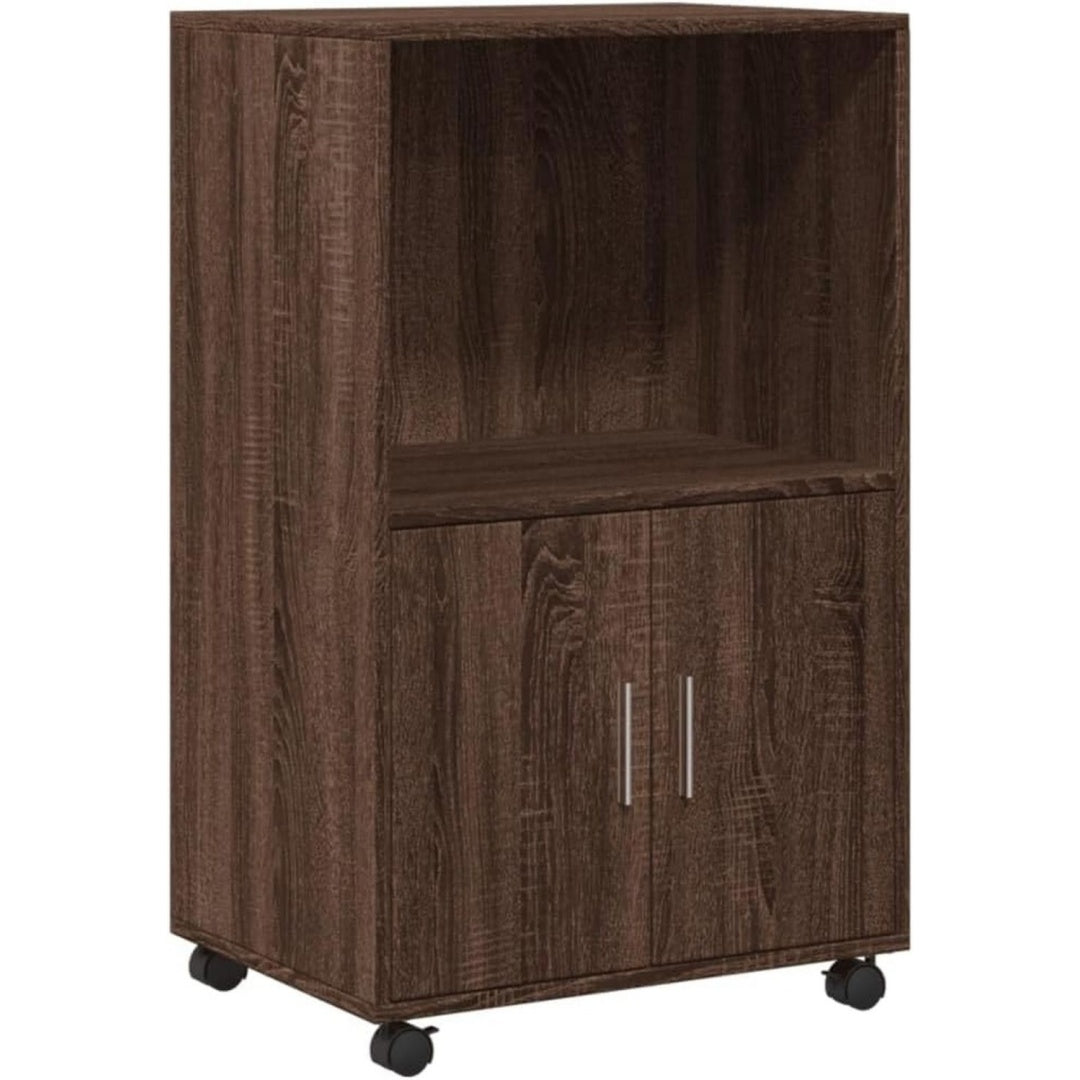 Armoire de rangement teinte bordeaux, en chene, capacite optimale
