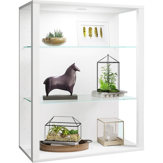 Vitrine design moderne, teinte gris clair finition verre