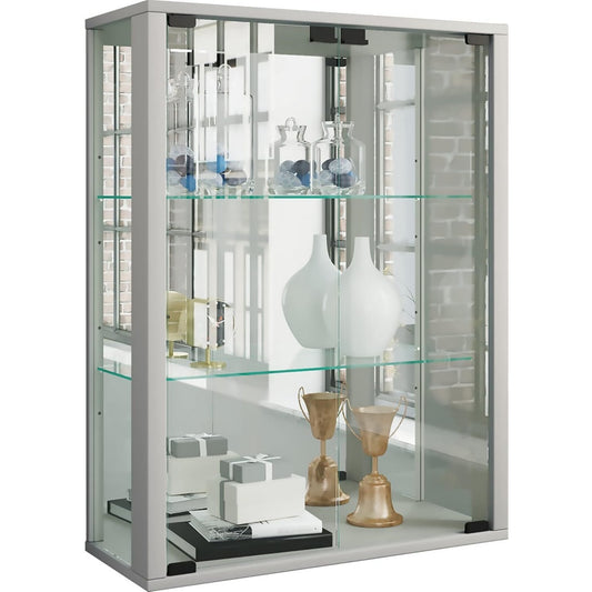 Vitrine gris compact eclairage LED 25 x 60 x 80 cm