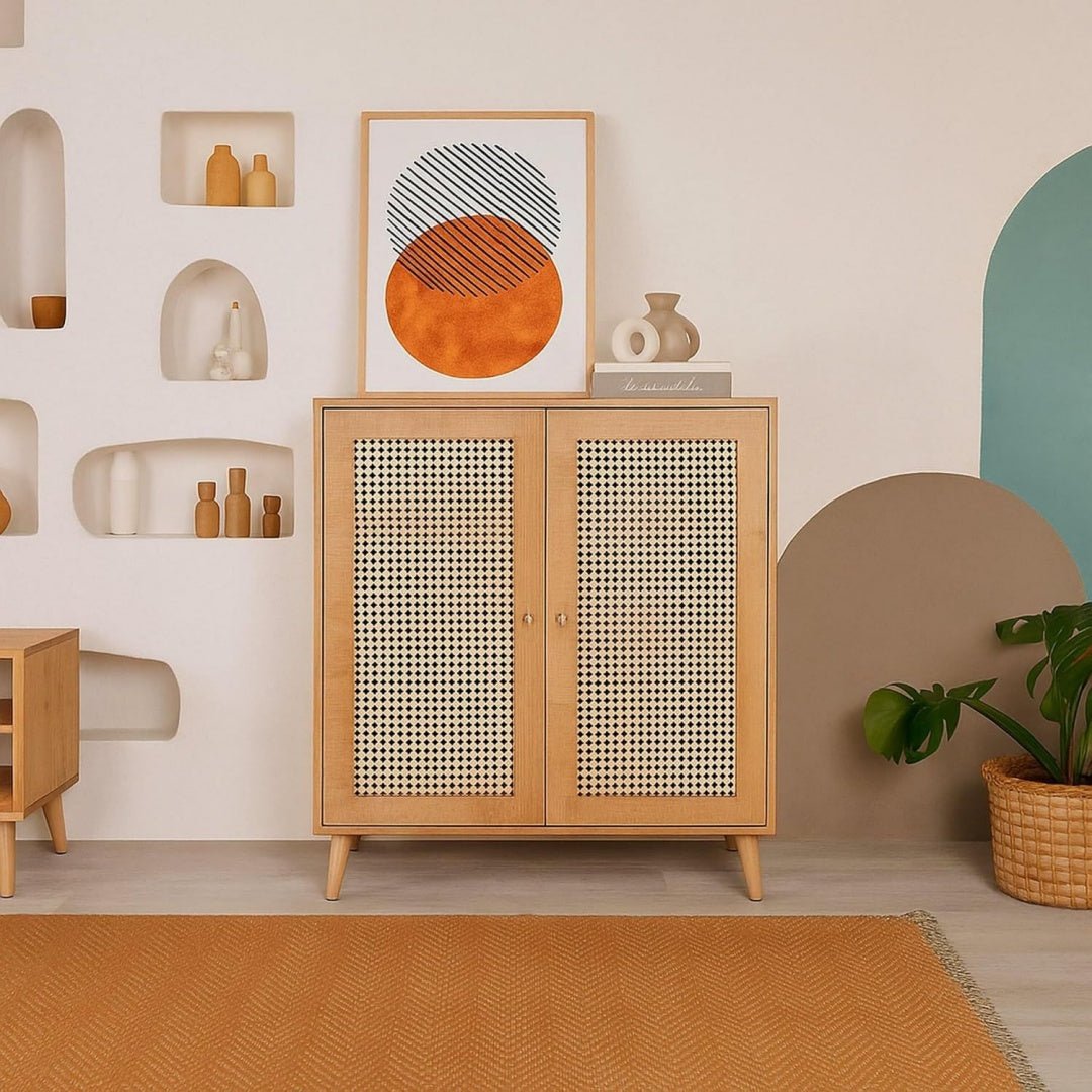 Beige buffet de rangement en bois massif
