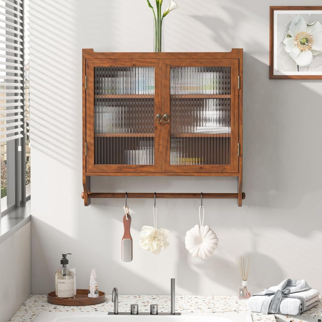 Gris clair vitrine en bois 2 portes