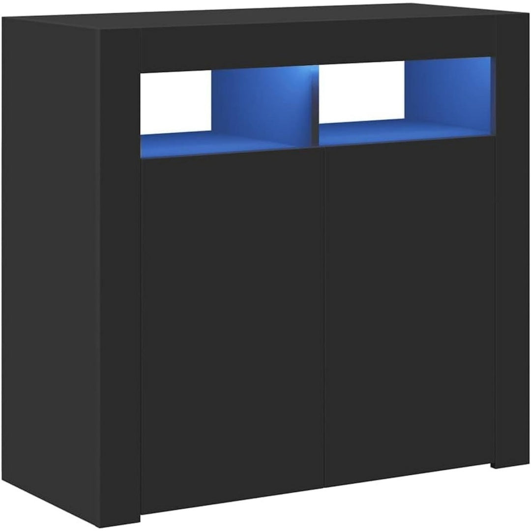 Credence noir bois ingenierie 80 cm, rangement style contemporain