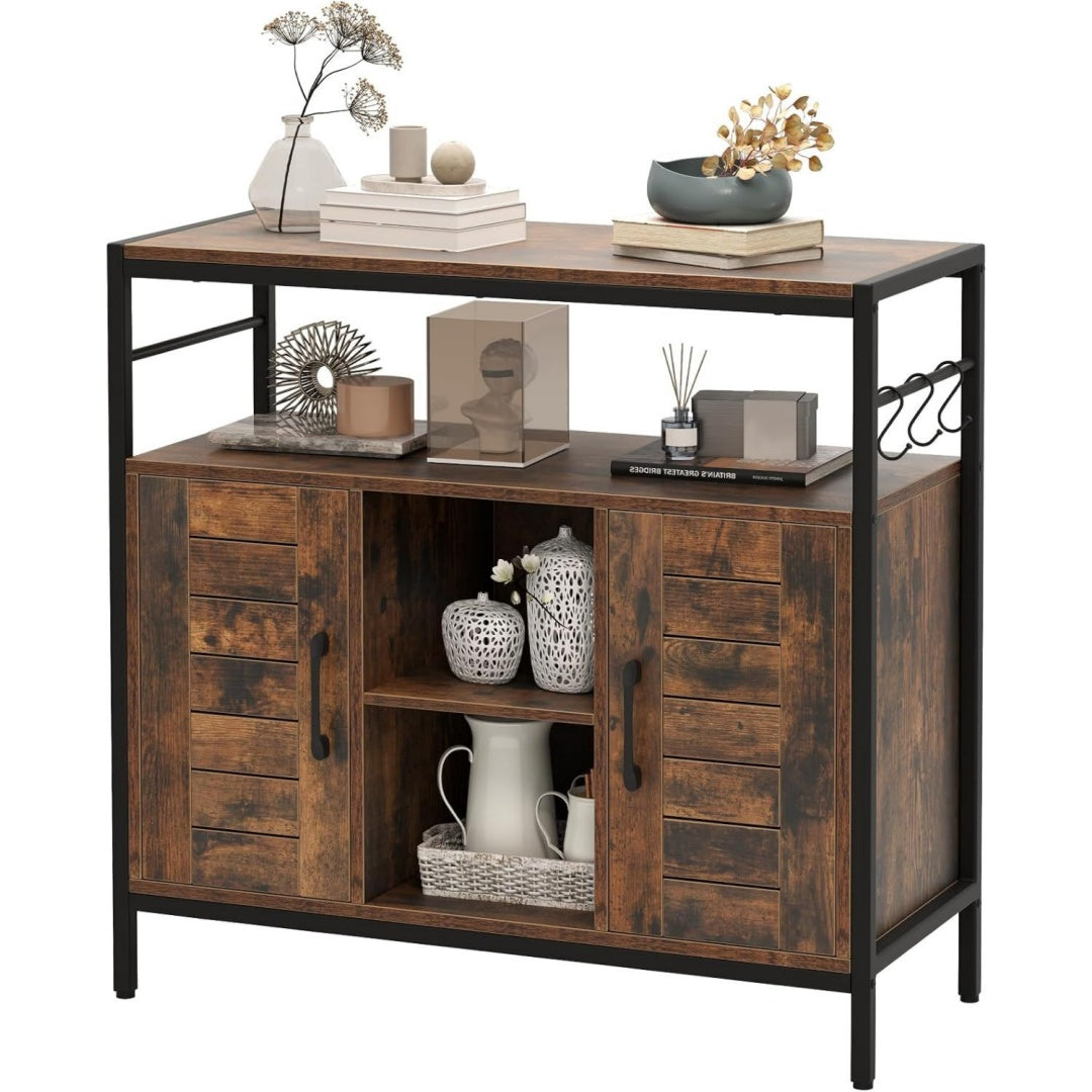 Marron enfilade style industriel, 84 x 35 x 80 cm