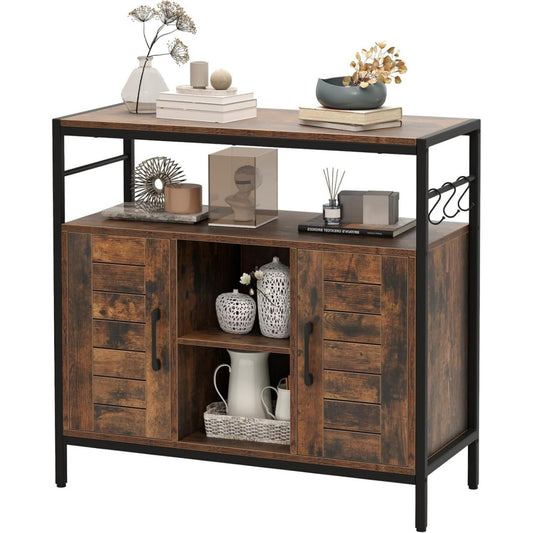 Marron enfilade style industriel, 84 x 35 x 80 cm