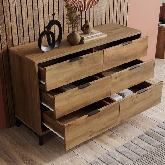 Commode marron 6 tiroirs style industriel pratique