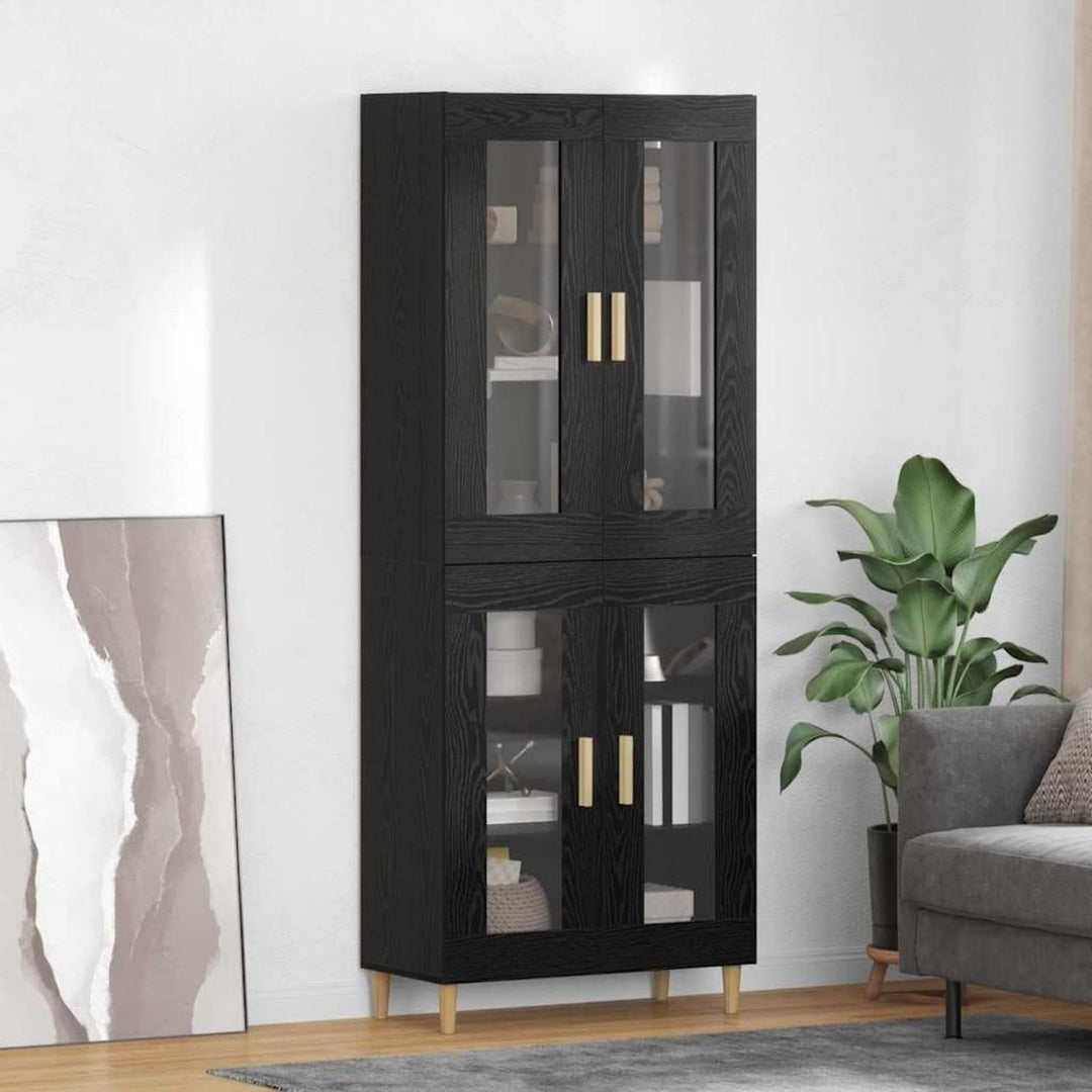 Buffet haut en chene et verre avec 4 portes