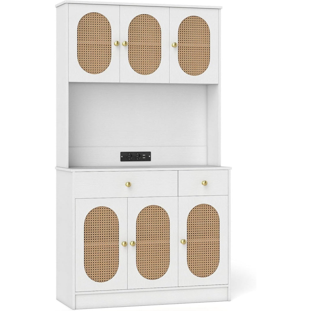 Original buffet gris clair en acier avec 2 tiroirs