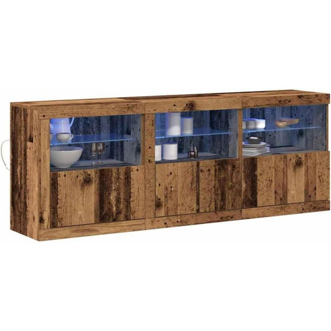 Buffet marron avec 6 portes et eclairage LED