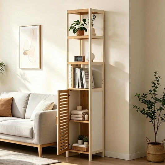 Colonne de rangement chaleureuse structure metallique beige
