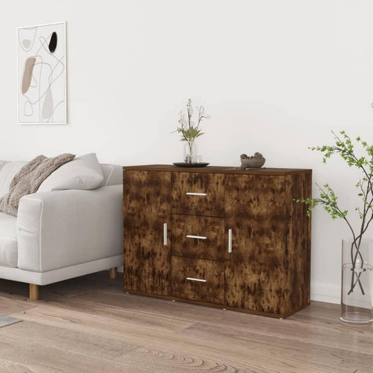 Buffet gris clair moderne 2 portes et 3 tiroirs