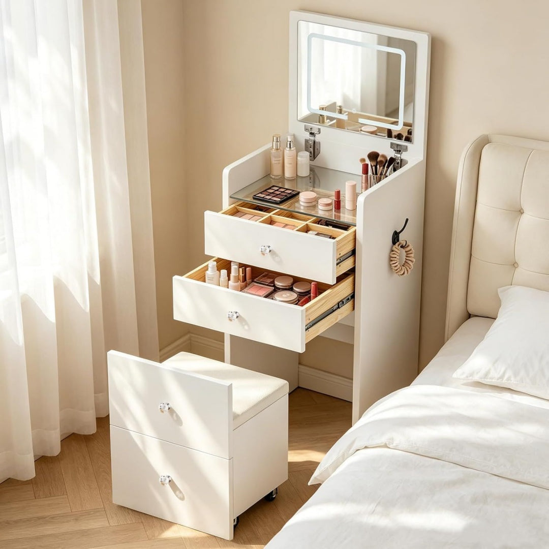 Table de maquillage pour salon beige moderne