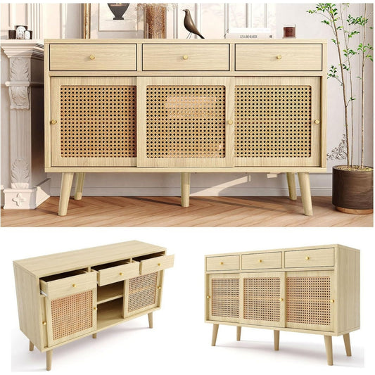 Buffet marron en bois massif et metal de qualite