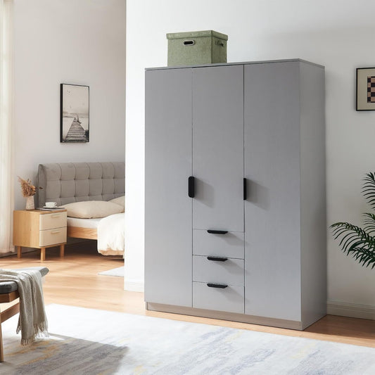Armoire gris en MDF ideale pour une chambre rangee